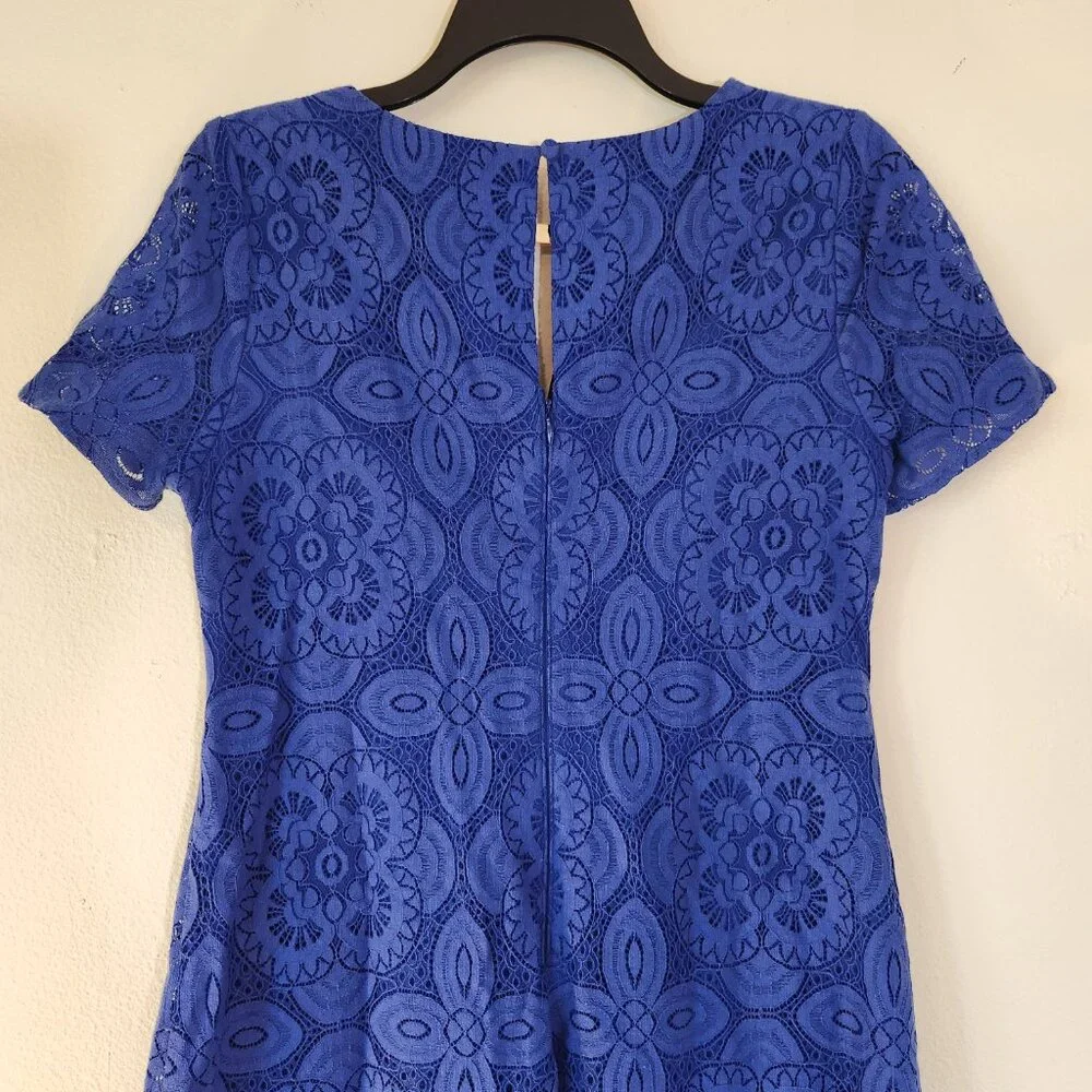 kensie, Cornflower Blue Keyhole SS Lined Lace Dress Size 6 NWOT - Picture 7 of 14